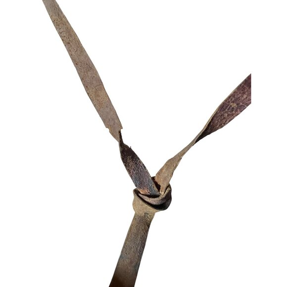 West African Tuareg Fulani Hat Tribal Handmade Leather & Grass Fiber Chin Strap - Picture 10 of 11